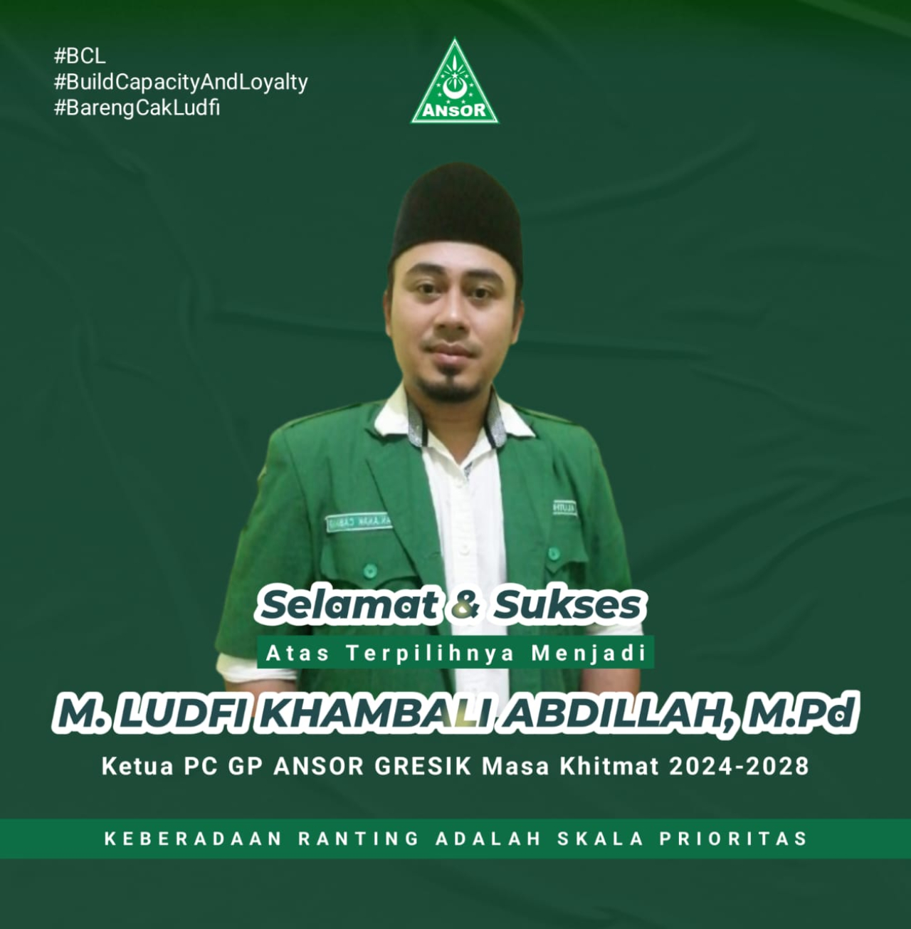 Keterangan Gambar: M Lutfi Khambali Abdillah, Ketua GP Ansor Gresik periode 2024 - 2028