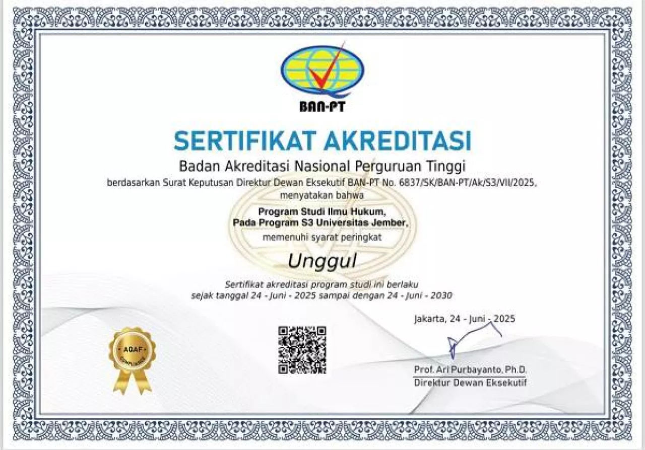 FH UNEJ Paripurna Akreditasi Unggul, Seluruh Program Studi Raih Predikat Tertinggi BAN-PT