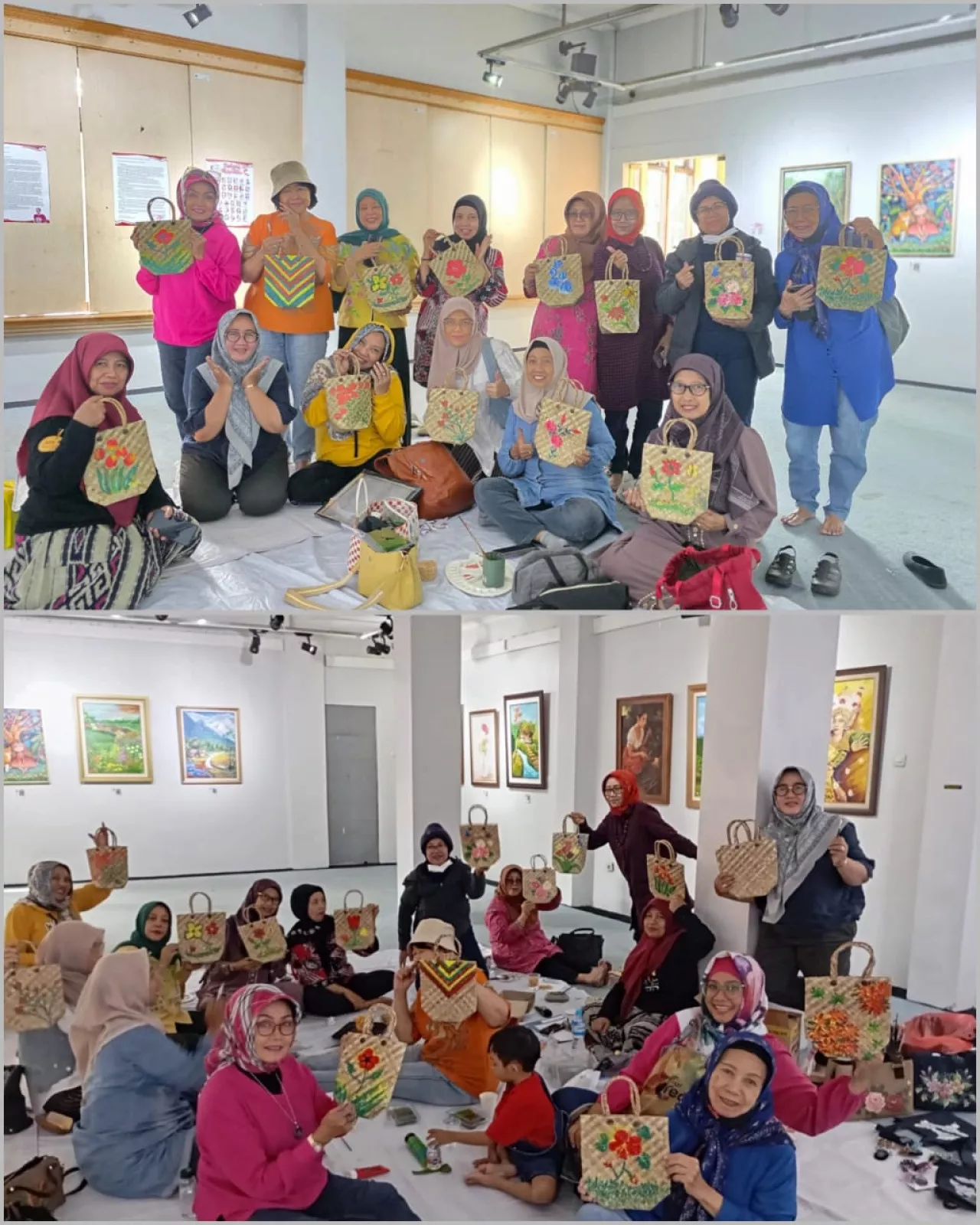 Gelar Pameran, IWPI Ajari Ibu-ibu IKWI PWI Jatim Melukis