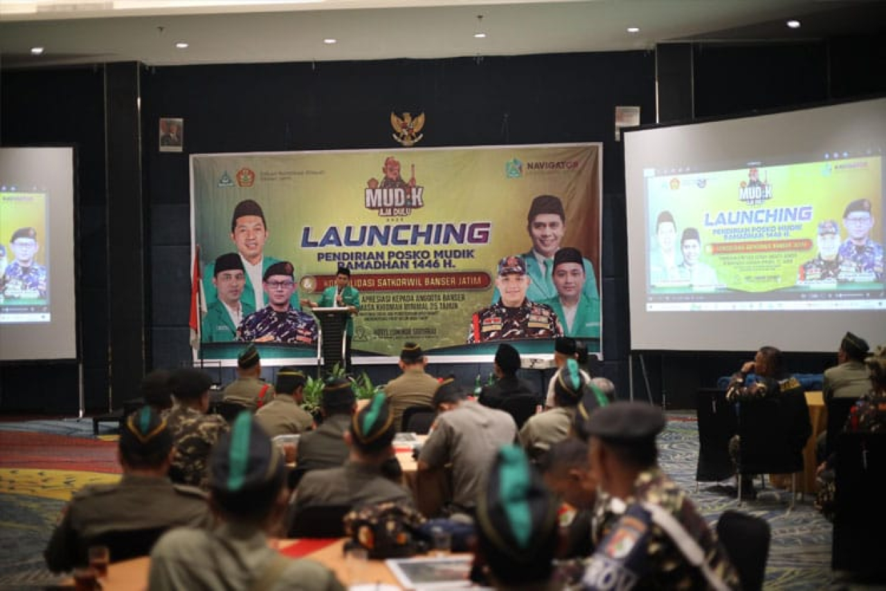 GP Ansor bersama Satkorwil Banser Jatim Dirikan 500 Posko Mudik Ramadan 1446 H untuk Pemudik