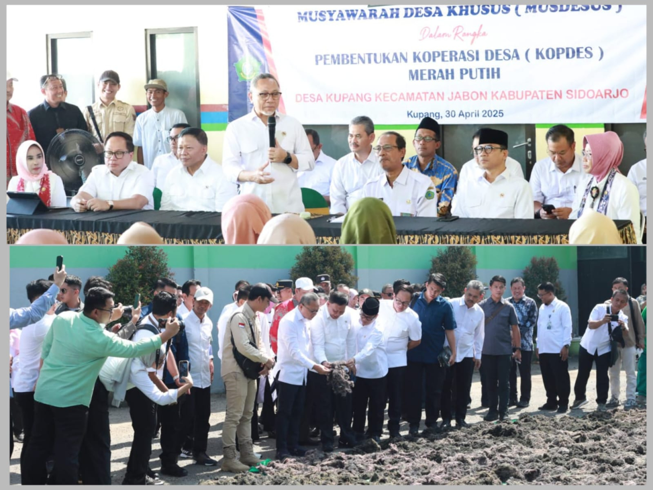 Menko Pangan Zulhas Tinjau Pembentukan Koperasi Merah Putih di Desa Kupang Sidoarjo