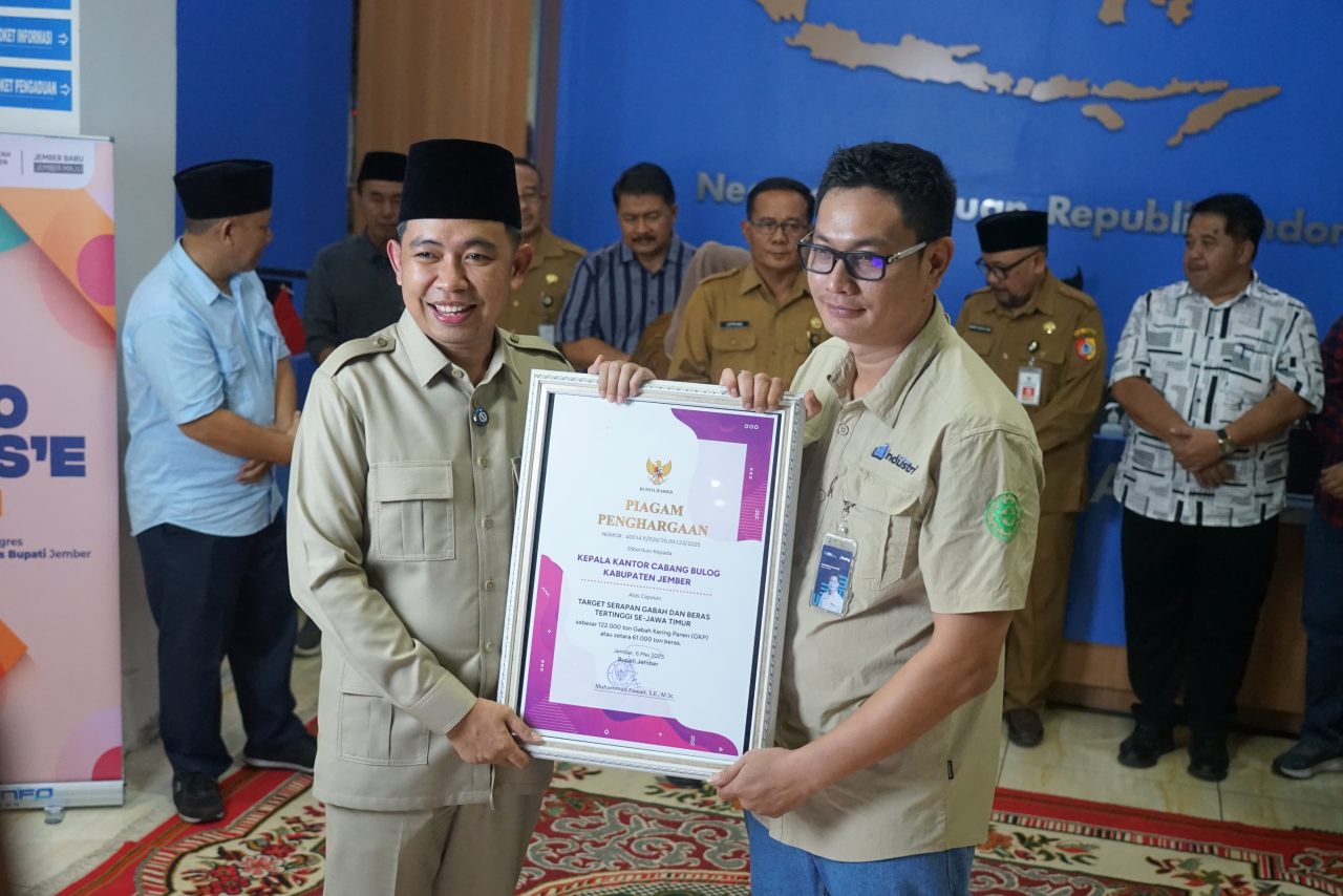 Bupati Jember Apresiasi Bulog atas Capaian Serapan Gabah Tertinggi se-Jawa Timur