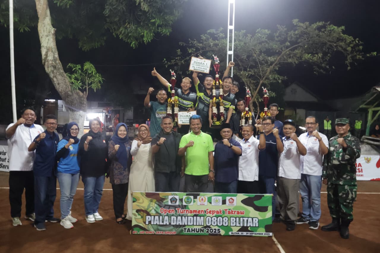 32 Tim Tunjukkan Sportifitas Dalam Turnamen Sepak Takraw Menyambut HUT TNI Ke 80 di Blitar