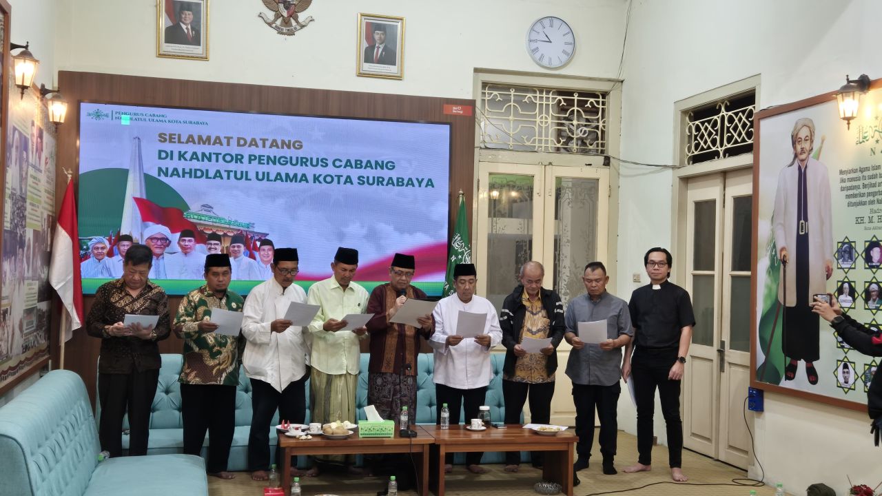 Ini 7 Pernyataan Sikap PCNU Surabaya bersama Tokoh Lintas Agama untuk Kedamaian Bangsa