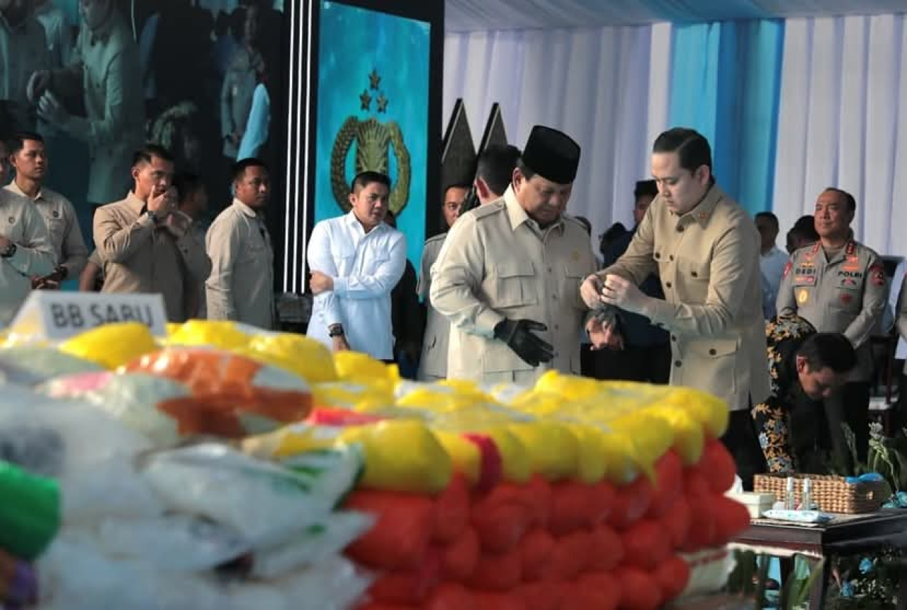 Presiden Prabowo Saksikan Langsung Pemusnahan 214,84 ton Narkoba