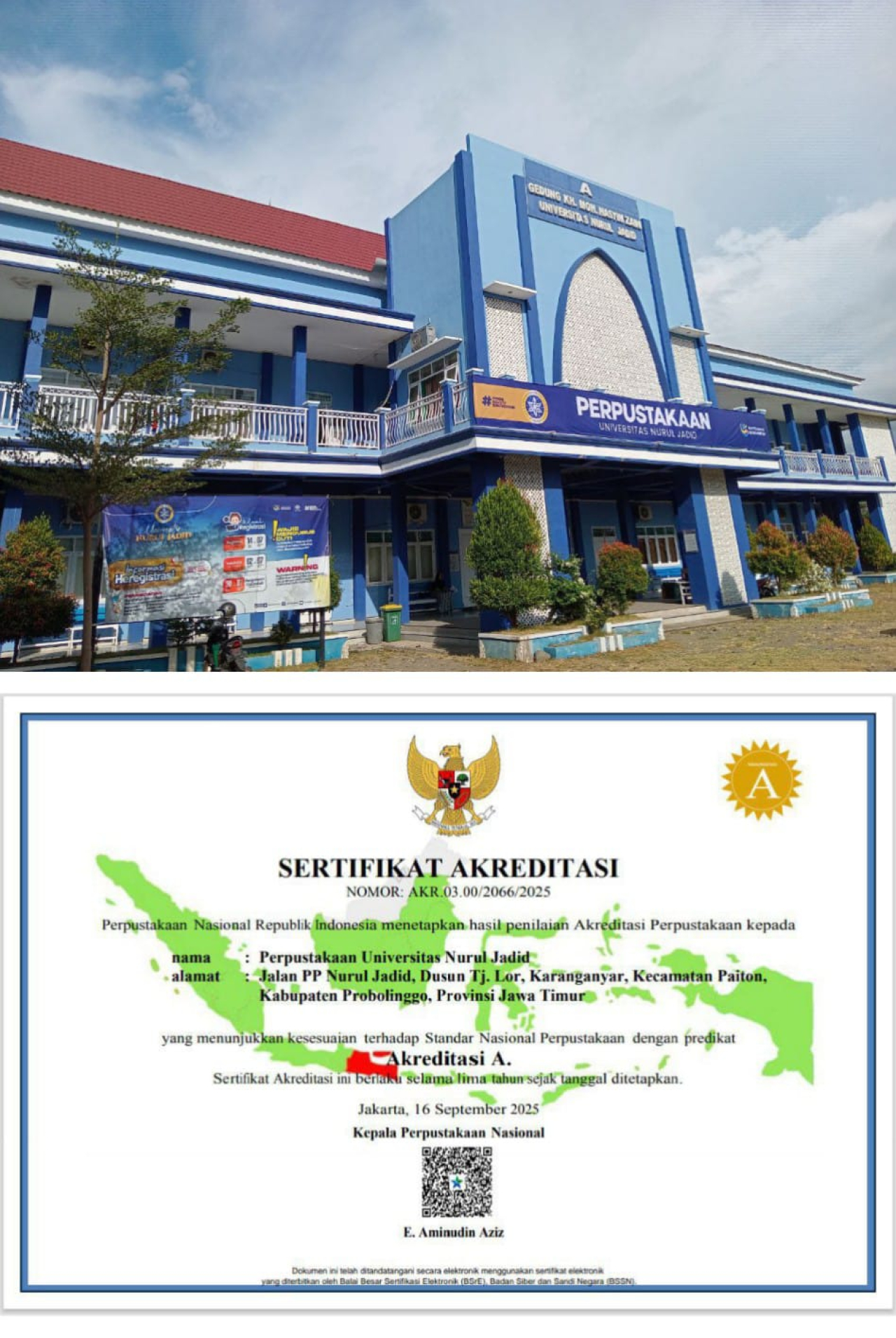 UNUJA Raih Akreditasi A untuk Perpustakaan dari Perpusnas RI