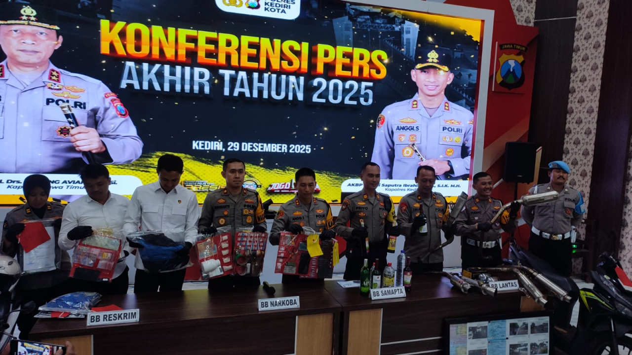 Polres Kediri Kota Paparkan Kinerja 2025, Angka Kriminalitas Naik 15 Persen