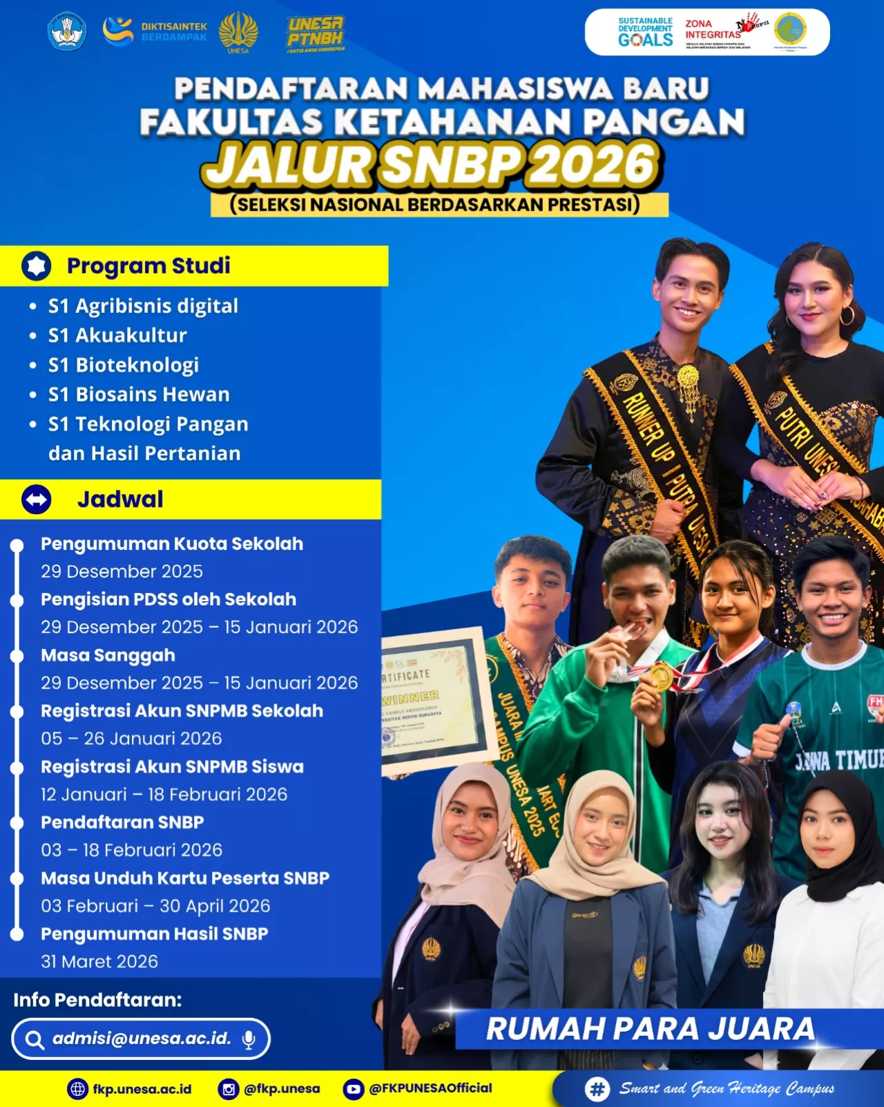 Dekan FKP Ajak Talenta Berprestasi di Indonesia Masuk Unesa Melalui Fakultas Ketahanan Pangan