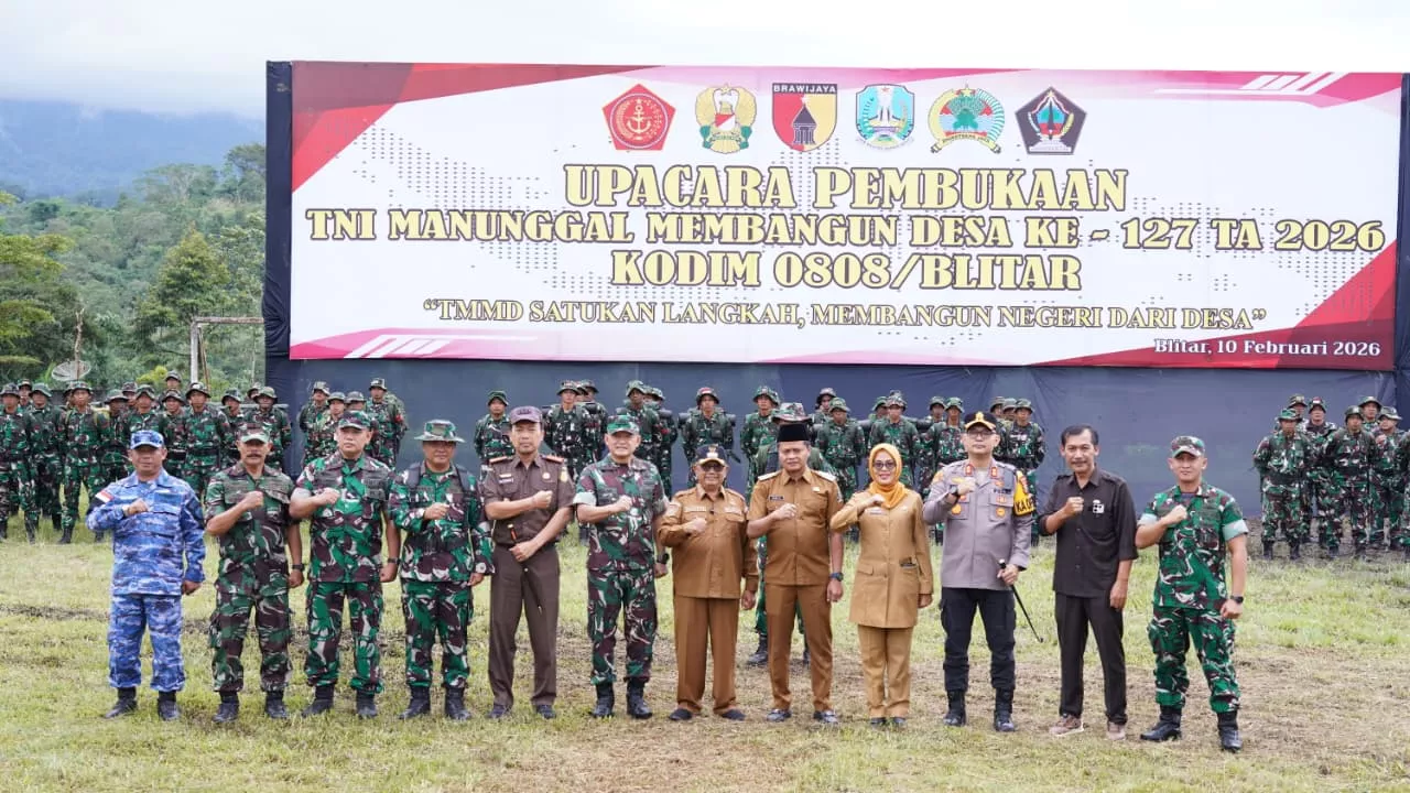 Wujudkan Sinergi Membangun Desa, TMMD ke-127 Kodim 0808/Blitar Resmi Dibuka di Gandusari