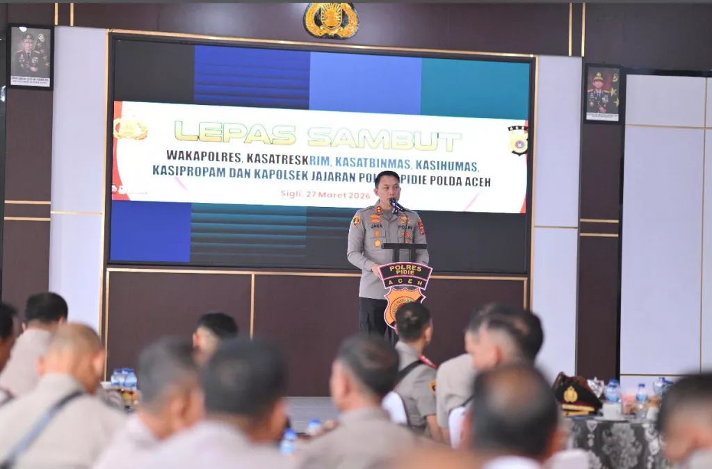 ‎Polres Pidie Gelar Upacara Sertijab Sejumlah Pejabat, Dipimpin Kapolres AKBP Jaka Mulyana