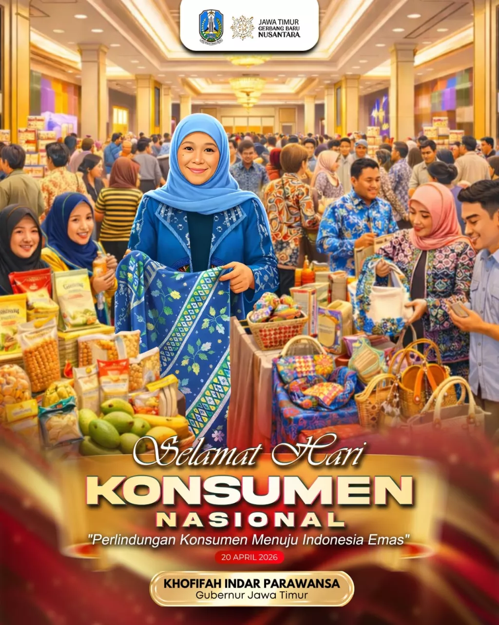 Hari Konsumen Nasional 2026, Khofifah Tegaskan Konsumen Berdaya dan Terlindungi Jadi Pilar Ekonomi Menuju Indonesia Emas