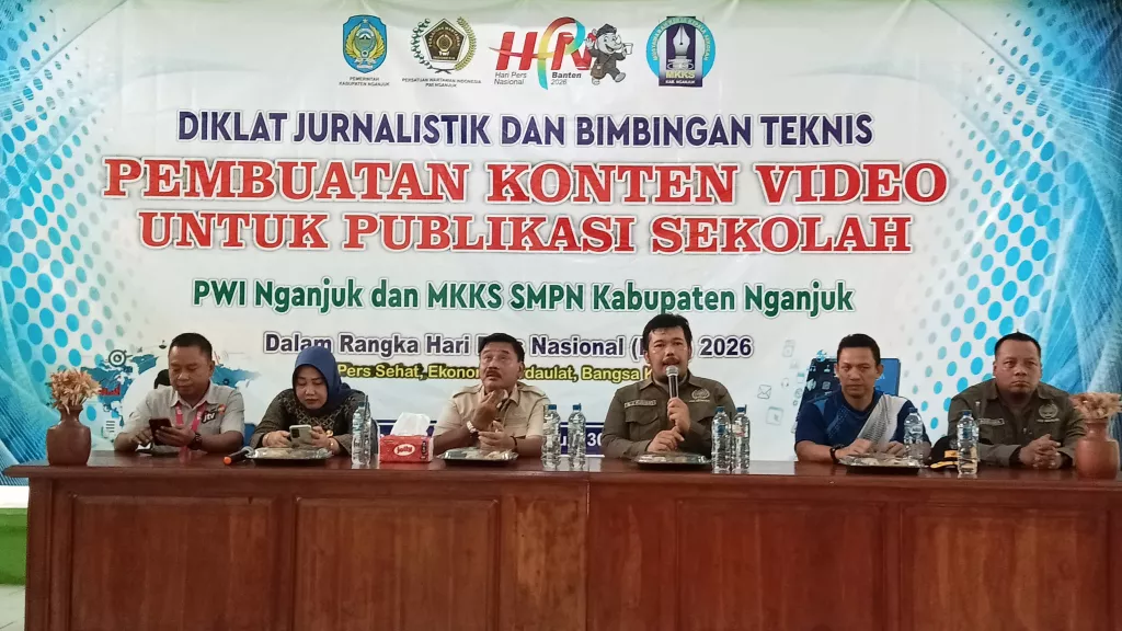 PWI Nganjuk Gelar Diklat Jurnalistik dan Bimtek Produksi Konten Video Bagi Guru SMPN Se- Kabupaten Nganjuk