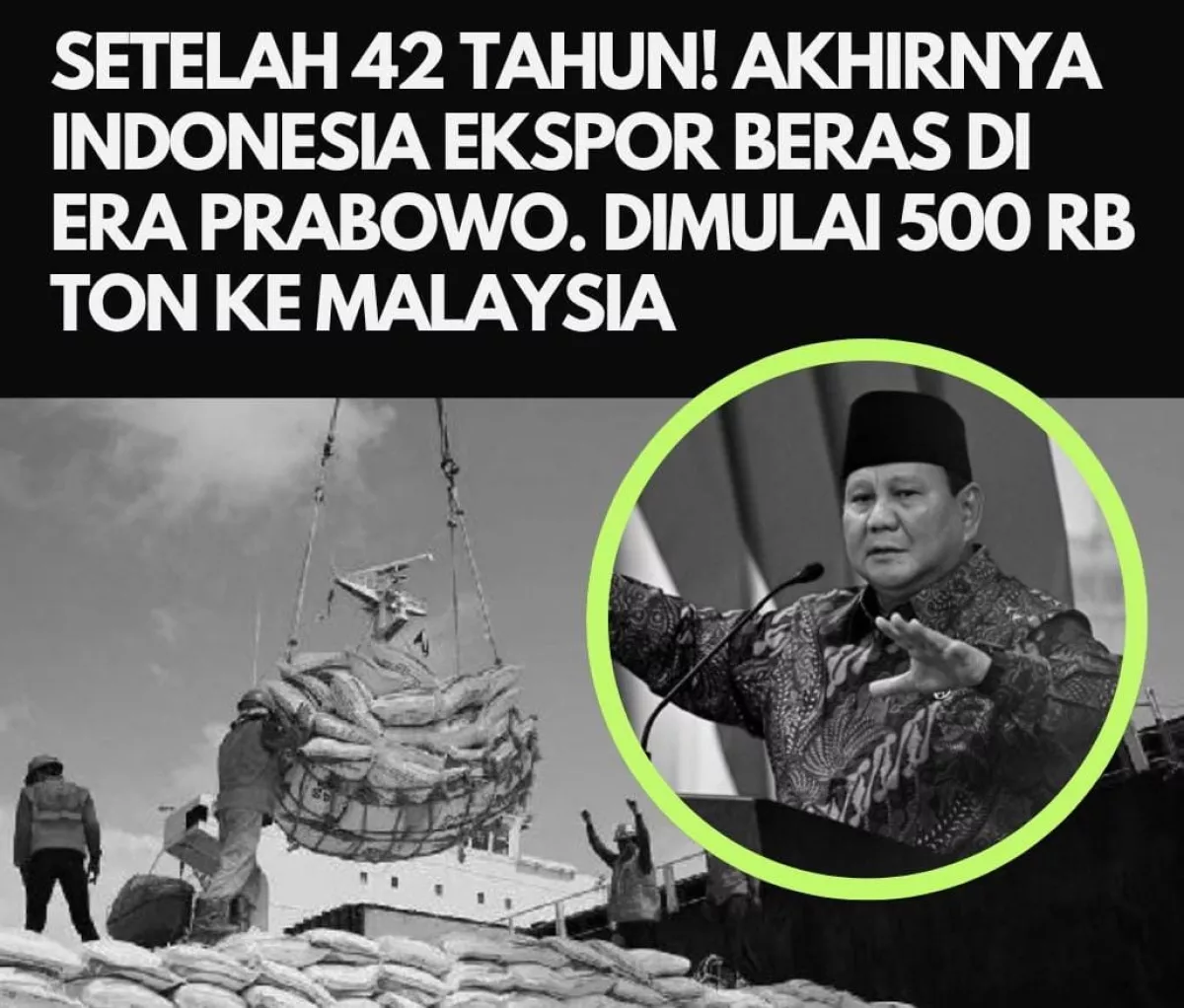 Hasyim Djojohadikusumo : RI Sepakat Dengan Malaysia Untuk Ekspor Beras 0,5 juta Ton
