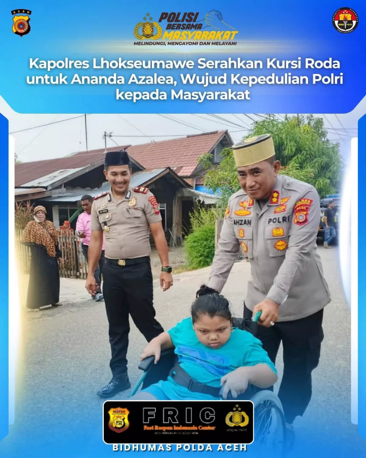 Kapolres Lhokseumawe Serahkan Bantuan Kursi Roda