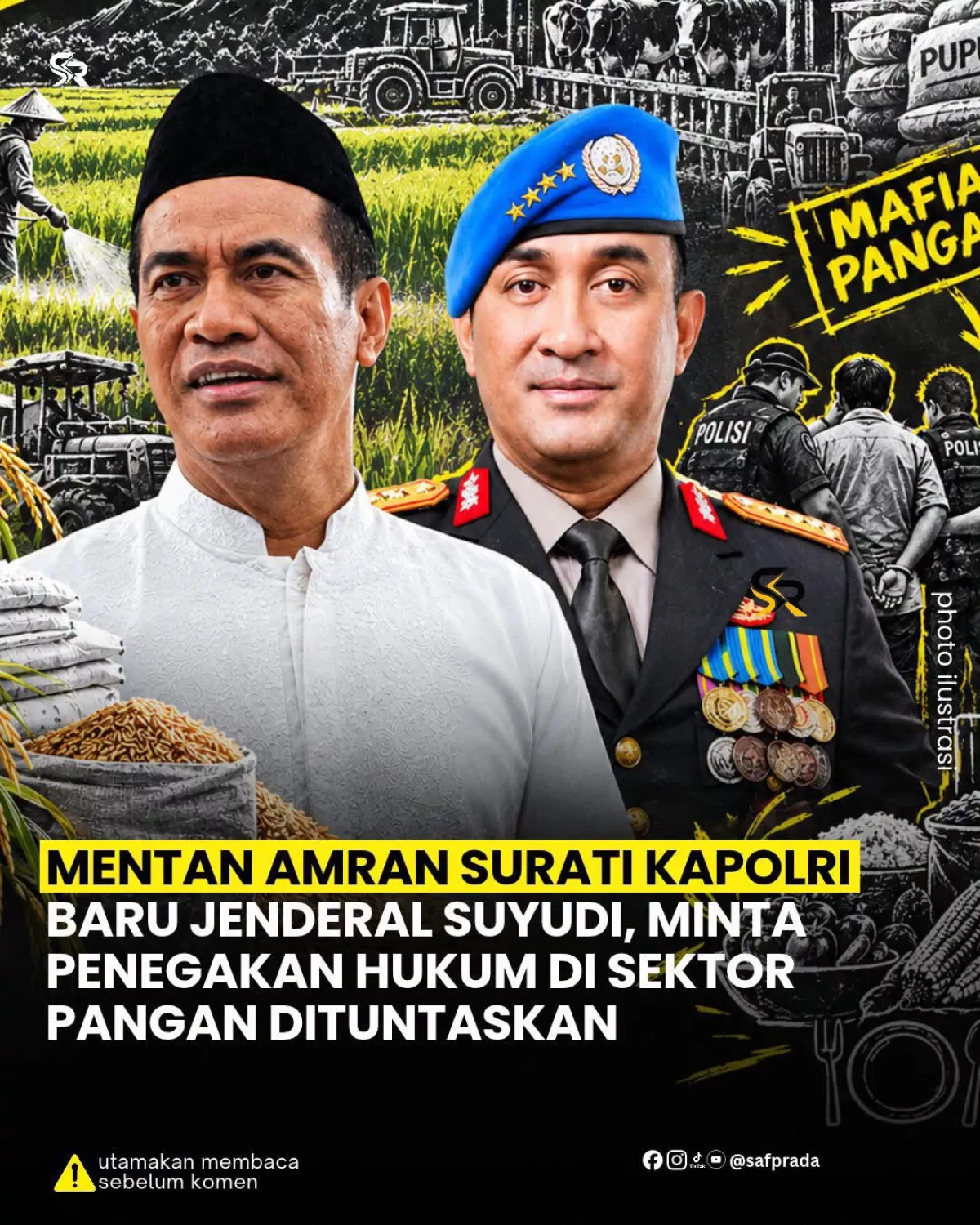 Mentan Andi Amran Sulaiman Bersurat Ke Kapolri Baru Agar Tindak Tegas Mafia Pangan