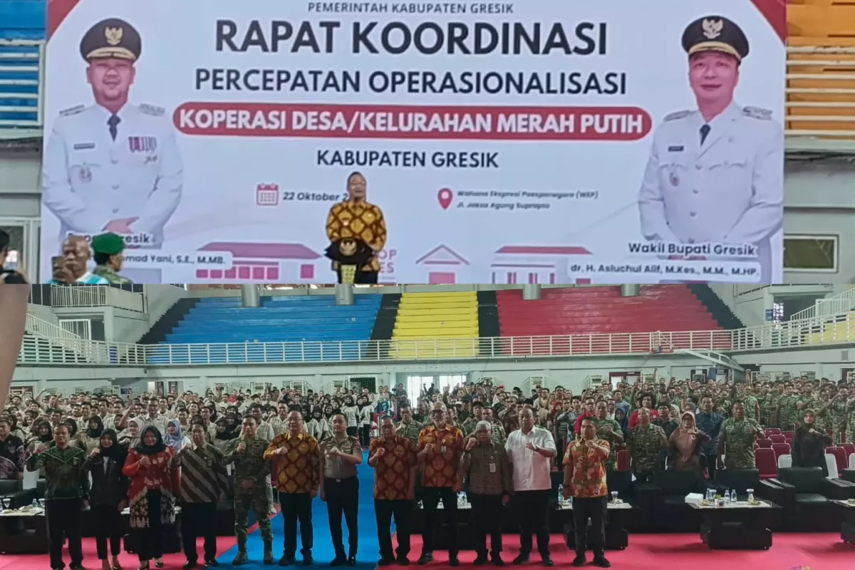 Pemkab Gresik Tercatat Tertinggi Akselerasi Pembangunan Gerai KDKMP Dengan 295 Gerai, Kurang 91 Gerai KDKMP