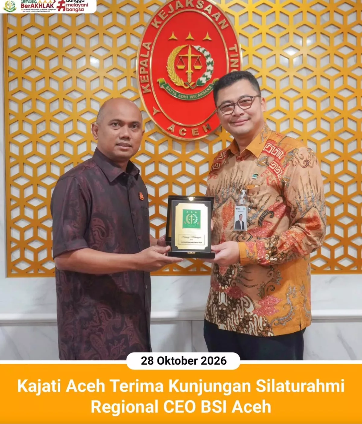 Kajati Aceh Terima Kunjungan Regional CEO Bank Syariah Indonesia (BSI) Regional Aceh