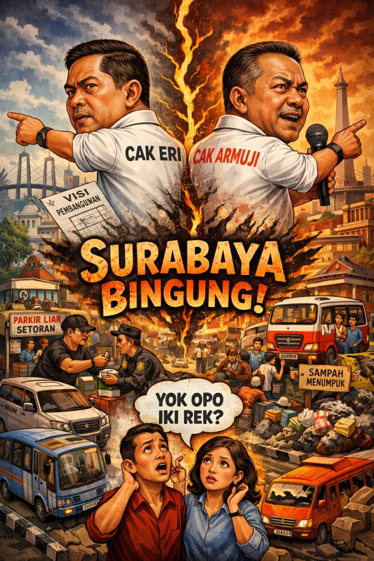 Ada Apa dengan Cak Eri & Cak Armuji? Satu Partai, Dua Nada, Se-Suroboyo Bingung: “Yok opo iki rek?”