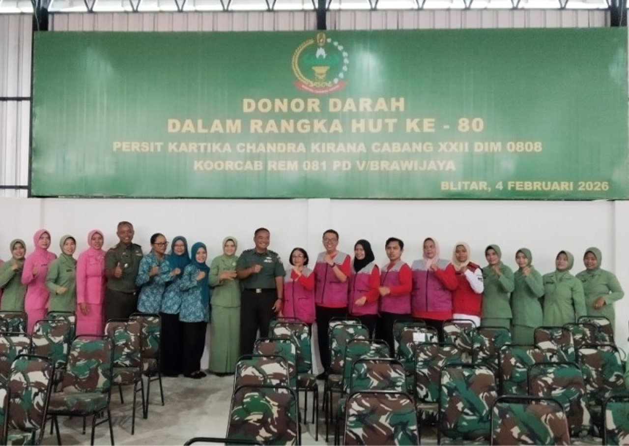 Setetes Darah Sejuta Harapan, Peringati HUT Persit Ke 80 Kodim 0808 Blitar Gelar Donor Darah