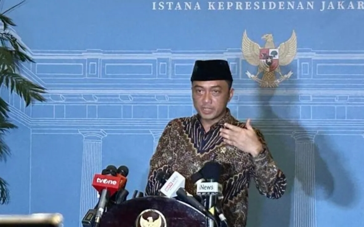 Menteri Sekretaris Negara (Mensesneg), Prasetyo Hadi saat jumpa pers.