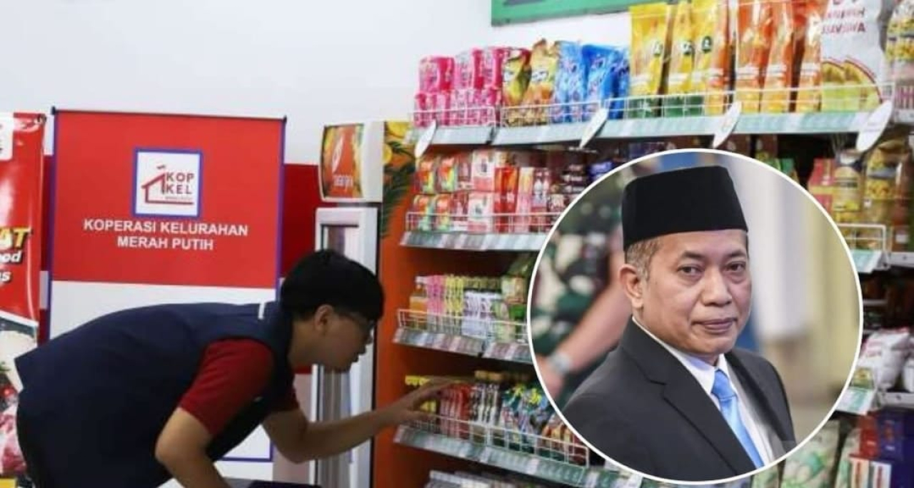Menteri Koperasi Ferry Juliantono (insert) dengan Minimarket.  pemerintah akan mengatur keberadaan ritel modern, terutama di wilayah pedesaan, untuk memastikan efektivitas program Koperasi Desa/Kelurahan (Kopdes) Merah Putih.