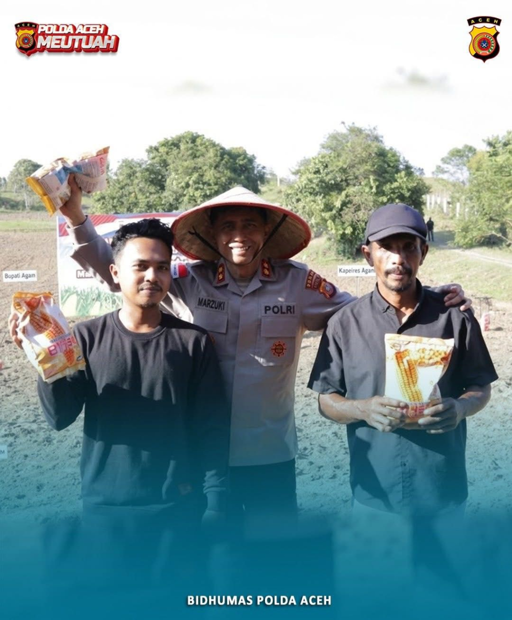Kapolda Aceh Irjen Pol. Drs. Marzuki Ali Basyah, M.M., mengikuti kegiatan Tanam Raya jagung serentak Kuartal I Tahun 2026.