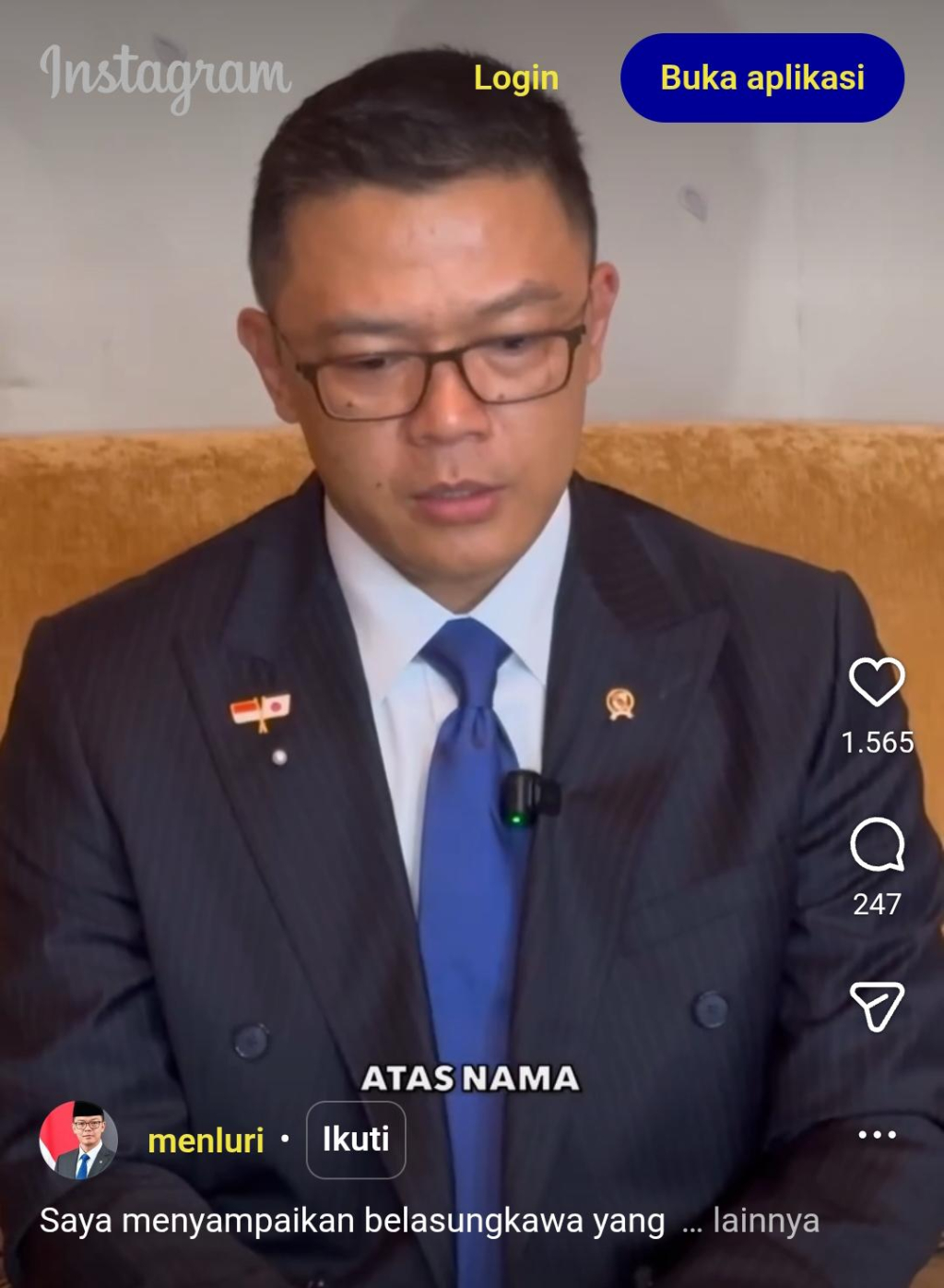 Menteri Luar Negeri RI Sugiono dalam unggahan di laman Instagram Kemenlu secara tegas mengecam keras tindakan Pasukan Israel yang menyerang pasukan perdamaian PBB, picu 1 Prajurit TNI tewas.