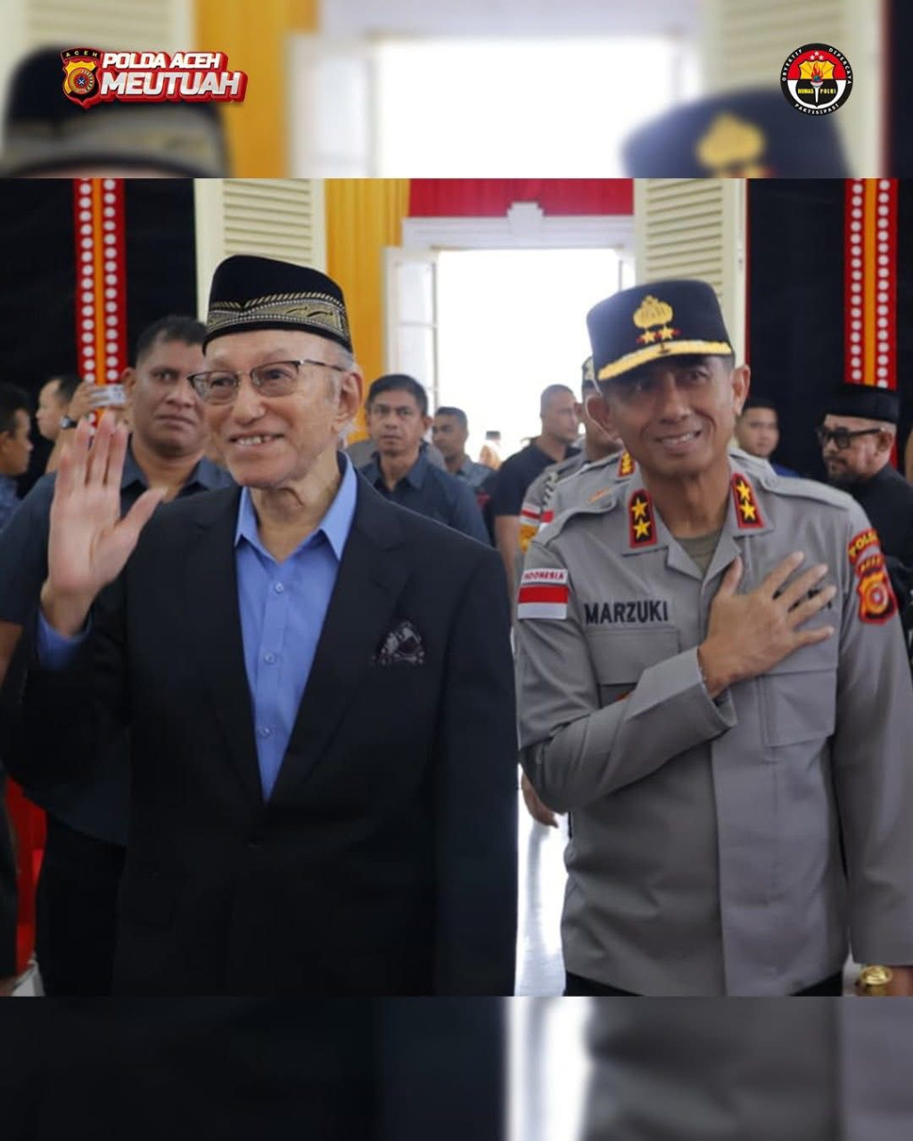 Kapolda Aceh Irjen Pol. Drs. Marzuki Ali Basyah, M.M menghadiri pembukaan Mubes Majelis Adat Aceh 1447 H/2026 M yang berlangsung di Pendopo Wali Nanggroe, Aceh Besar, Selasa, (07/04/2026).