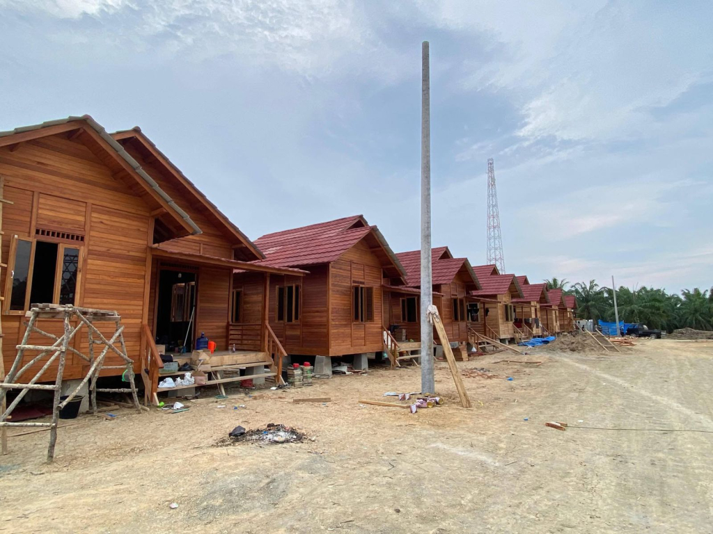 Deretan rumah di Aceh Tamiang yang akan jadi Hunian Tetap warga terdampak banjir Sumaterai.
