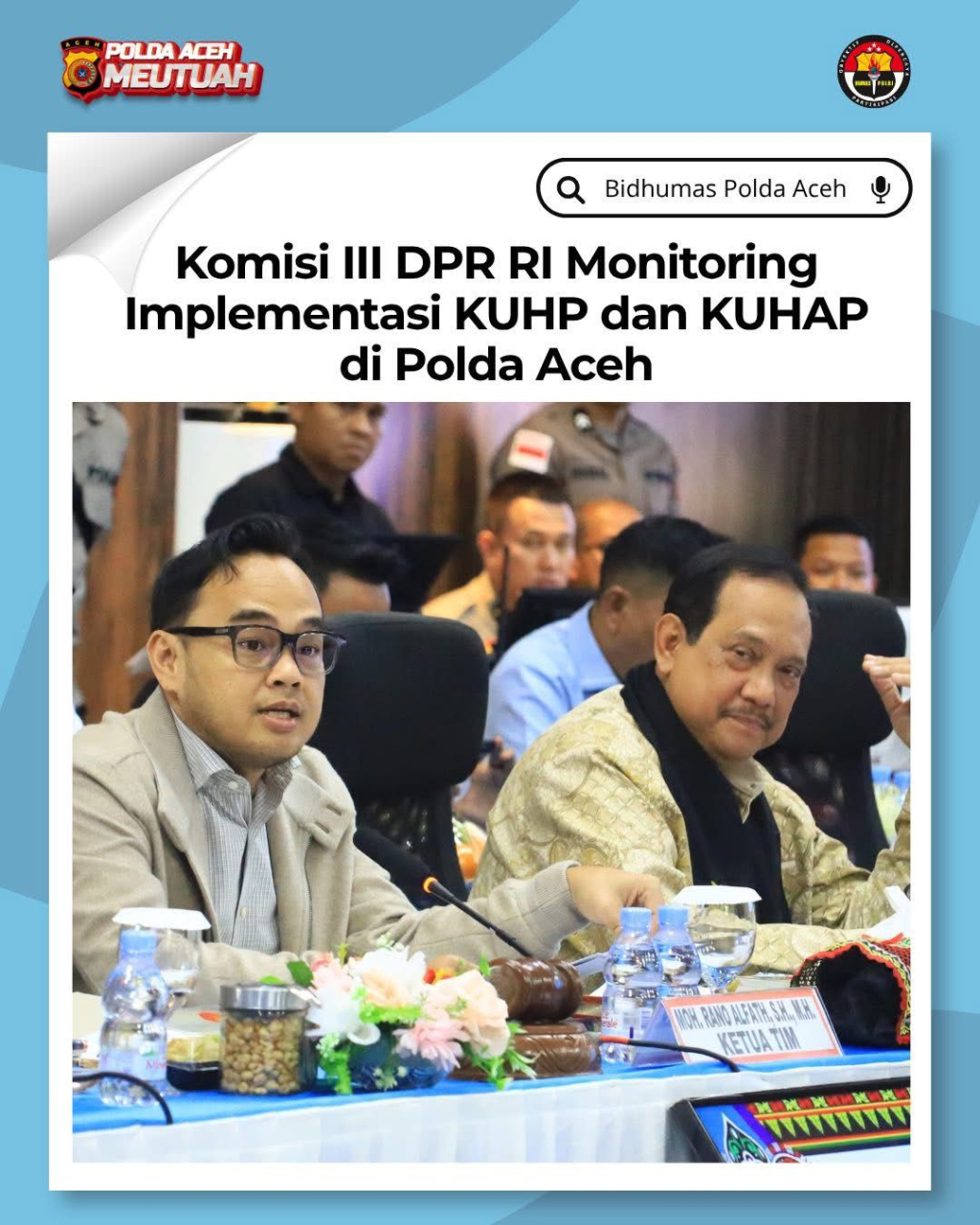 Suasana Komisi III DPR RI berkunjung dan berdialog dengan jajaran kepolisian sama