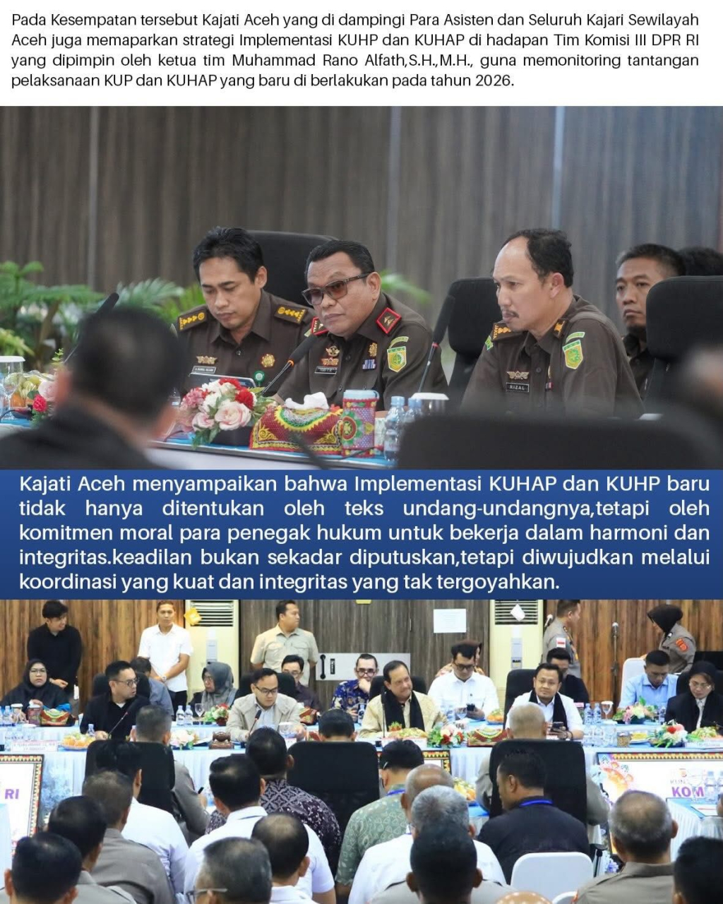 RDP Komisi III DPR RI dengan Kejaksaan Tinggi Aceh.