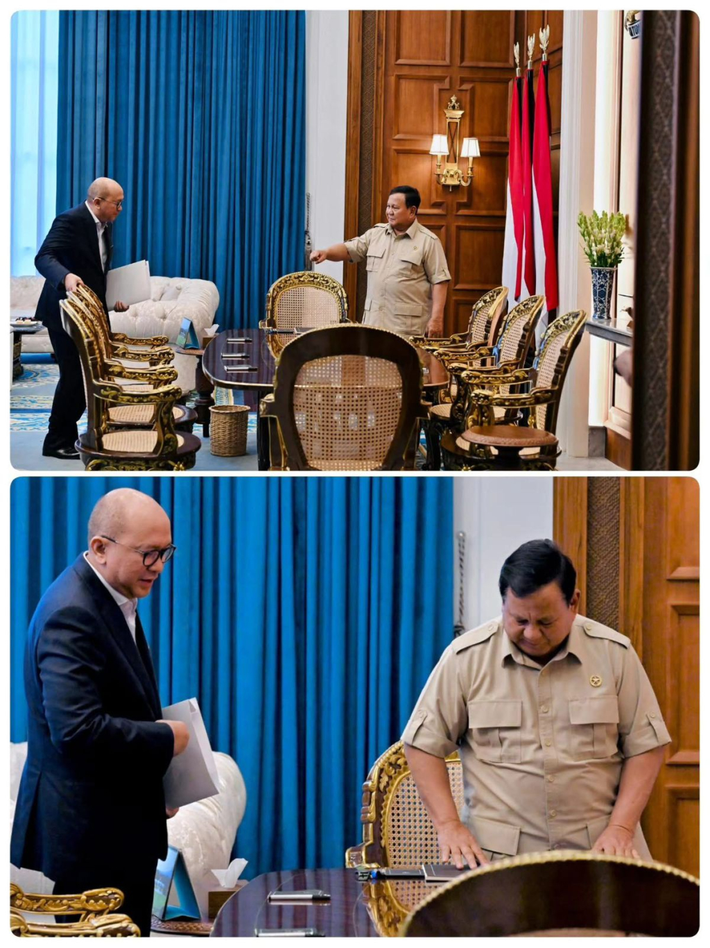 Presiden Prabowo Subianto menerima Menteri Investasi dan Hilirisasi/Kepala BKPM, Rosan Roeslani, di Istana Merdeka, Jakarta, pada Selasa, (21/04/2026).