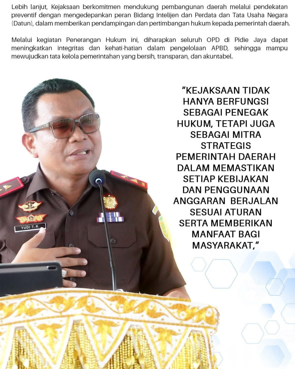 Flayer kegiatan Kepala Kejaksaan Tinggi Aceh di Pidie Jaya