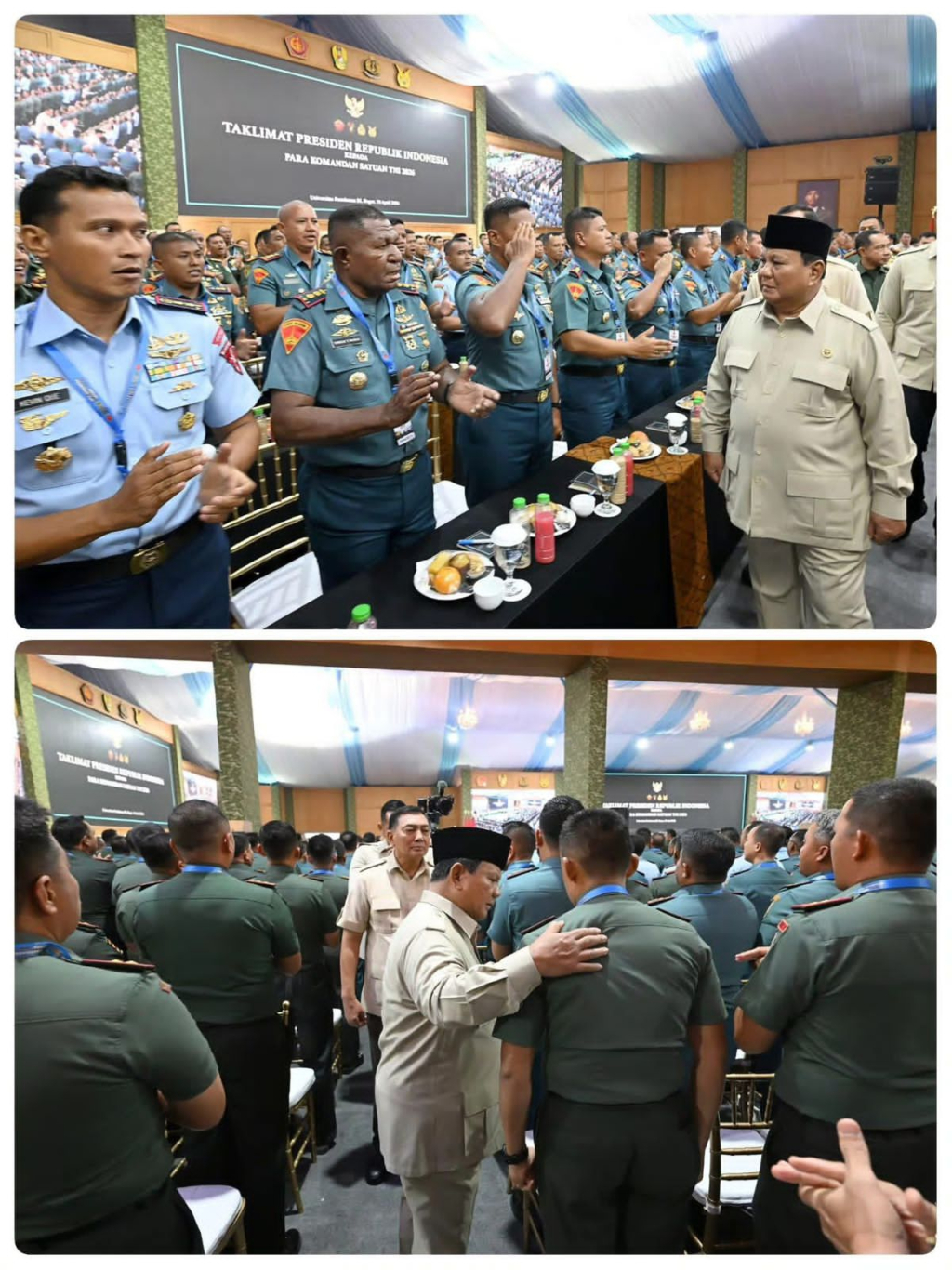 Presiden Prabowo Subianto memberikan Taklimat kepada para Komandan Satuan TNI Tahun 2026 dalam sebuah acara yang digelar di Universitas Pertahanan, Kabupaten Bogor, Jawa Barat, pada Kamis, (30/04)
