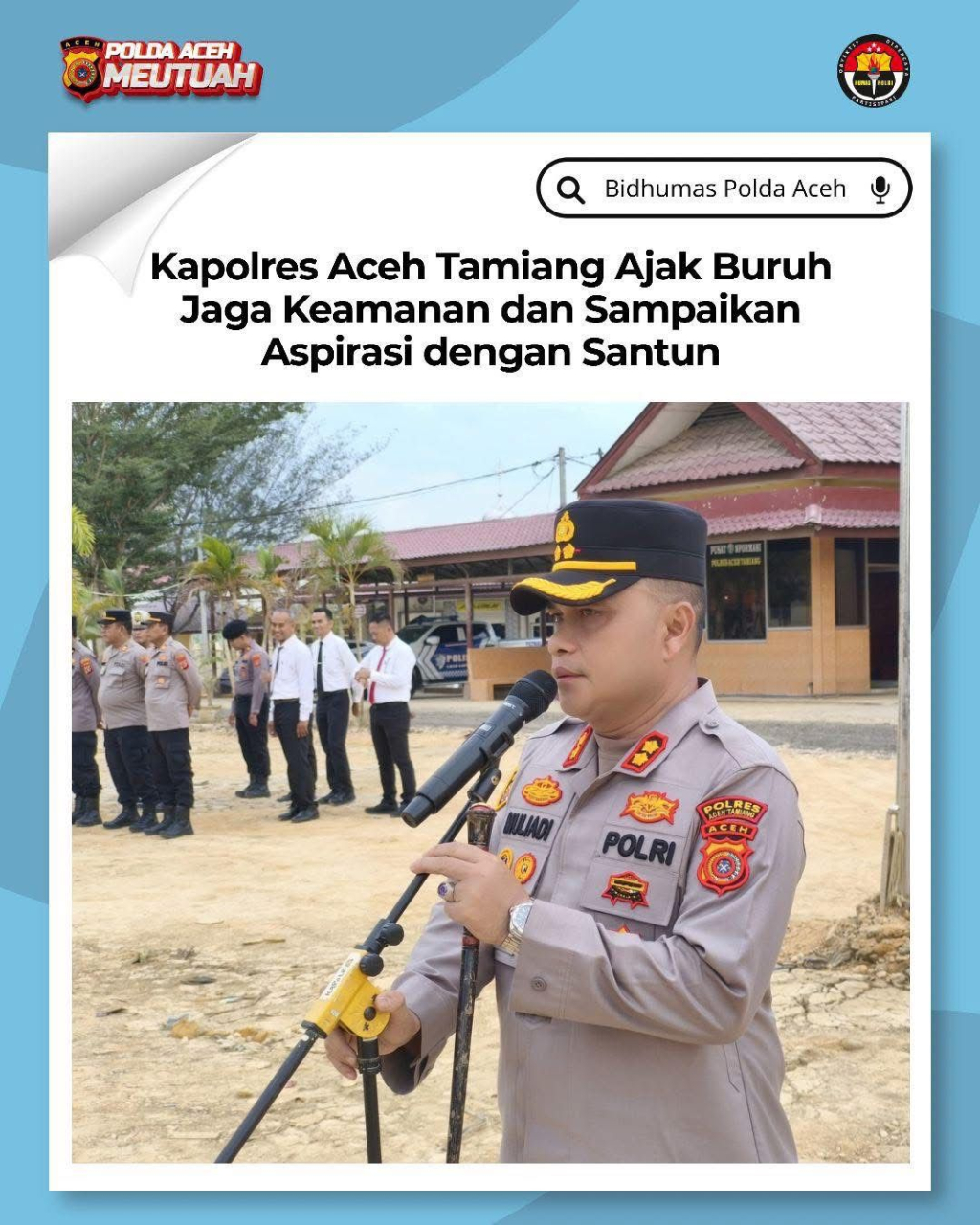 Kapolres Aceh Tamiang Ajak Buruh jaga keamanan dan ketertiban (Foto Humas Polda Aceh for JatimUPdate.id,)