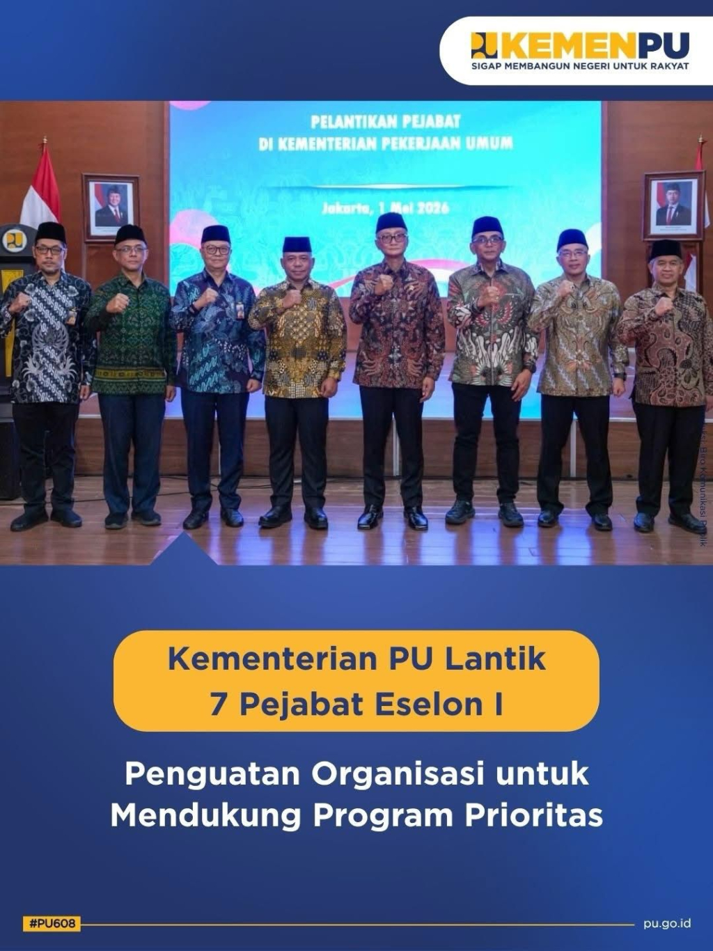 Menteri PU dengan jajaran yang baru dilantik (Foto Humas PU/Bakom RI for JatimUPdate.id)