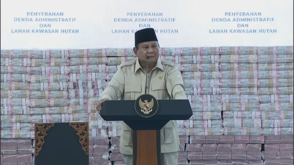 Presiden Prabowo Subianto memberikan amanatnya.