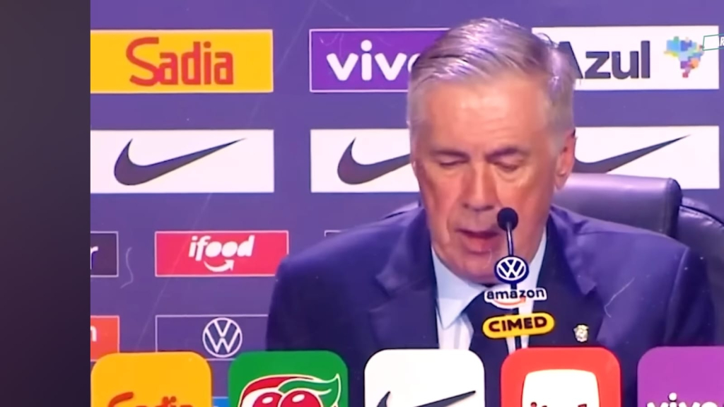Pelatih Timnas Brasil Carlo Ancelotti saat jumpa pers mengumumkan 26 orang skuad Timnas Brasil Piala Dunia 2026.
