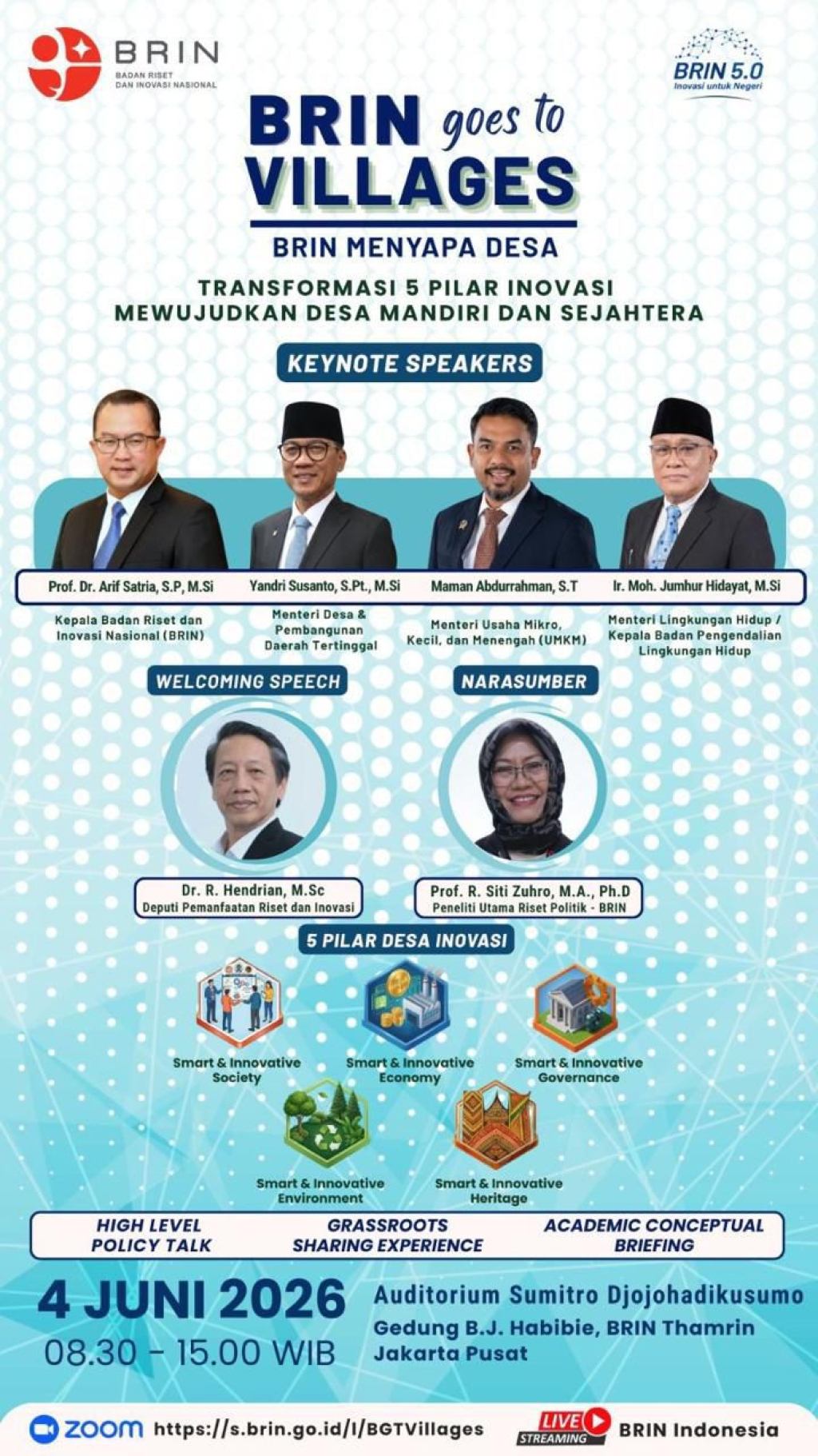 Flayer Acara  “BRIN Goes to Villages – BRIN Menyapa Desa” .