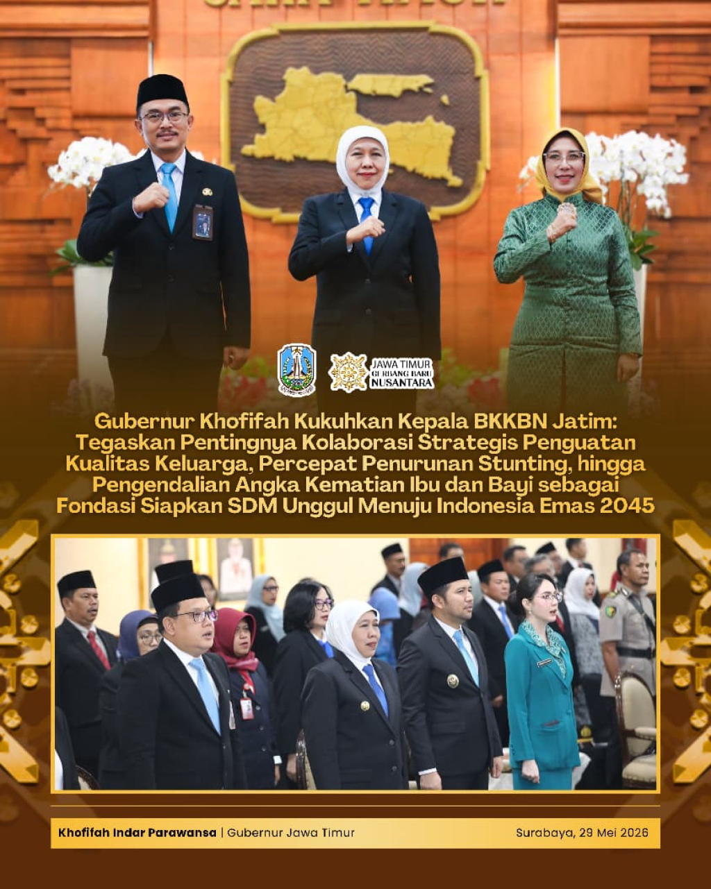 Gubernur Khofifah Kukuhkan Kepala BKKBN