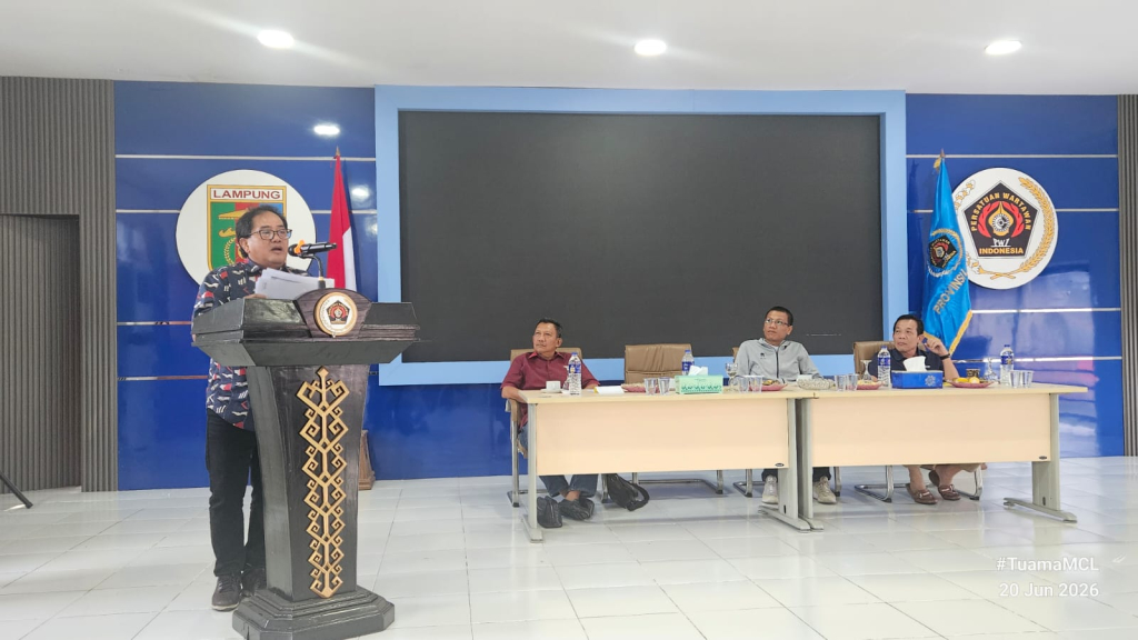 PWI Pusat melakukan kunjungan ke Provinsi Lampung sekaligus menggelar rapat koordinasi strategis bersama Pengurus PWI Provinsi Lampung, Sabtu (20/6/2026), di Kantor PWI Lampung.
