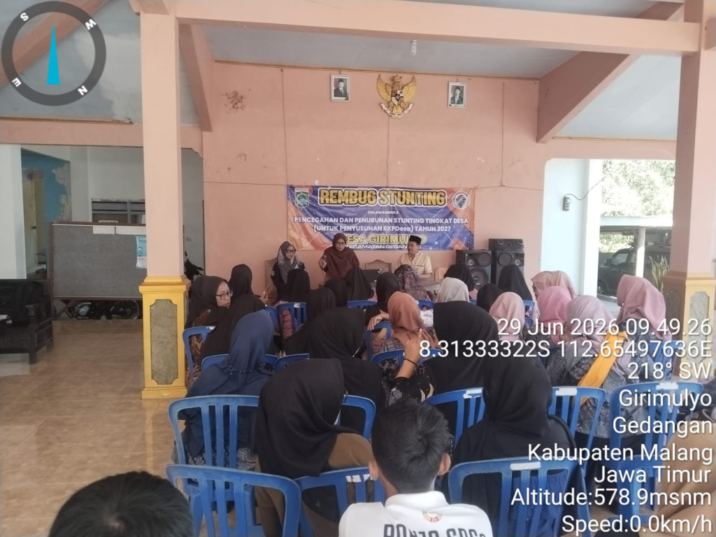 Pemdes Girimulyo, Kec. Gedangan, gelar kegiatan Rembuk Stunting, upaya perkuat komitmen bersama percepatan penurunan dan pencegahan stunting di tingkat desa, Minggu (28/06/2026). (Foto TPP Malang)
