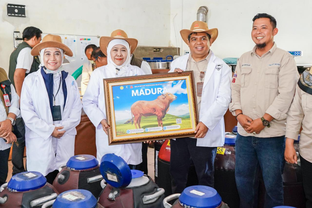 Gubernur Jawa Timur Khofifah Indar Parawansa mengapresiasi keberhasilan Balai Besar Inseminasi Buatan (BBIB) Singosari, Kabupaten Malang