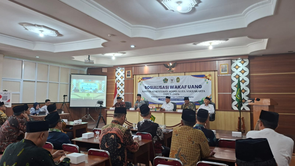 Kemenag Kota Yogyakarta menggelar kegiatan Sosialisasi Wakaf Uang Kemenag Kota Yogyakarta sekaligus Pelantikan Pengurus Perwakilan Badan Wakaf Indonesia (BWI) Kota Yogyakarta Periode 2026–2029.