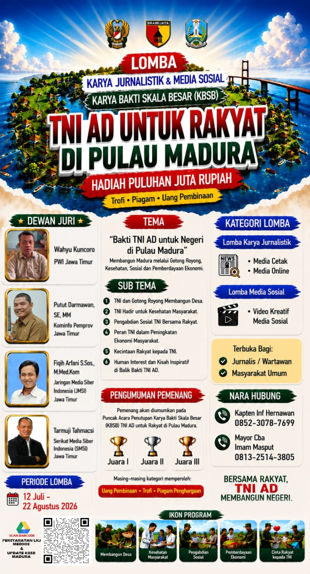 Flayer Lomba Karya Jurnalistik dan Media Sosial yang digagas oleh Korem 084/Bhaskara Jaya.