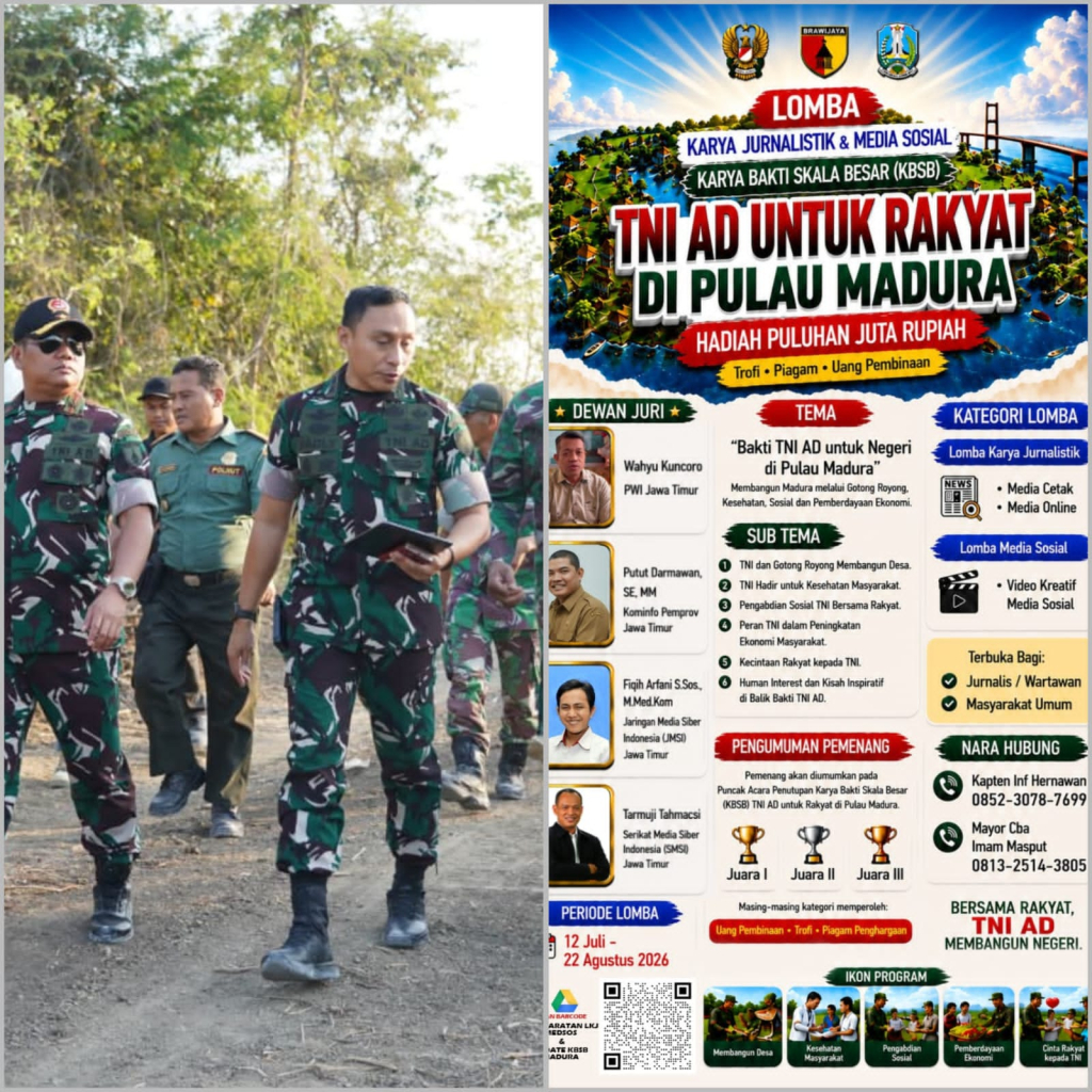 Flayer Lomba Karya Jurnalistik dan Media Sosial yang digagas oleh Korem 084/Bhaskara Jaya (kana) dan aktivitas Korem 084/Bhaskara Jaya.