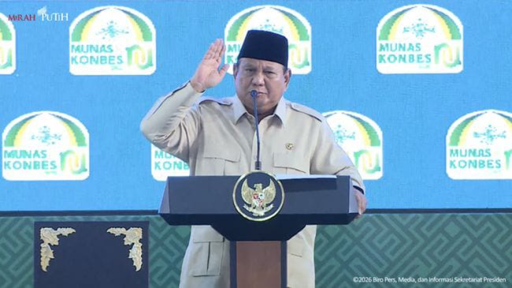 Presiden Prabowo Subianto saat du Munas dan Konbes NU di Bangkalan belum lama ini.
