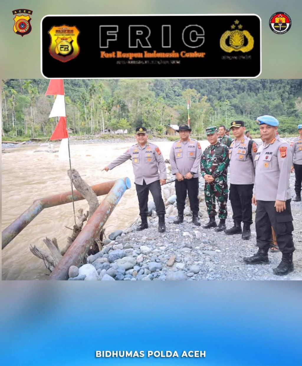 Kapolda Aceh Irjen Pol. Ruddi Setiawan meninjau langsung kondisi jembatan tali baja darurat di Desa Sikundo, Kecamatan Pante Ceureumen, Kabupaten Aceh Barat, Kamis (23/7/2026).