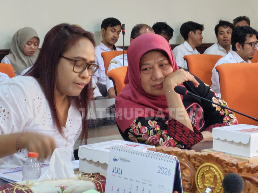 Kadinsos  Antiek Sugiharti (kanan) saat rapat koordinasi dengan Komisi D DPRD Surabaya, dok Jatimupdate.id