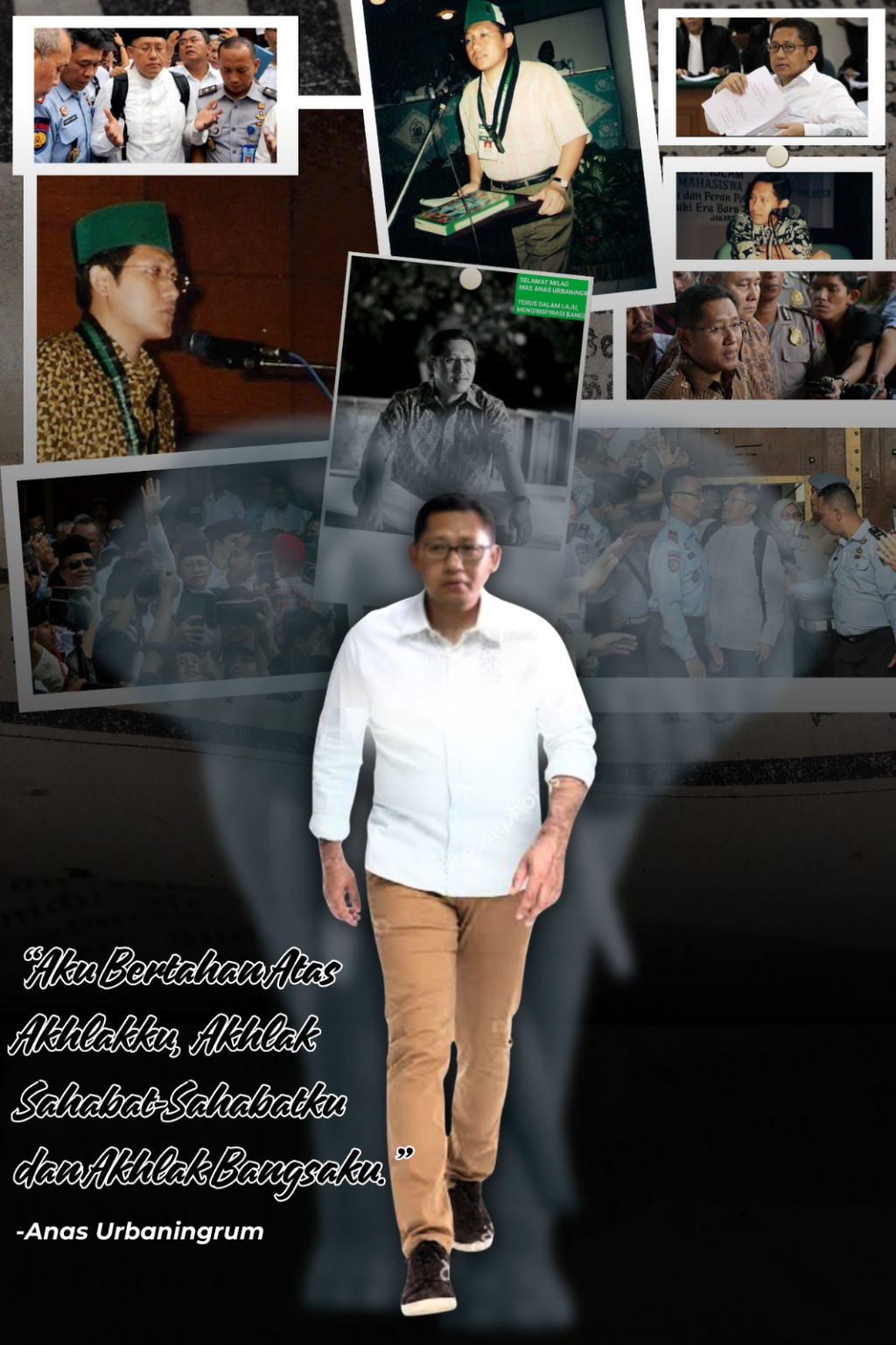 Montase foto-foto aktivitas Anas Urbaningrum, sejak menjadi aktivis hingga saat ini. (Foto Karya Sygma Research and Consulting)